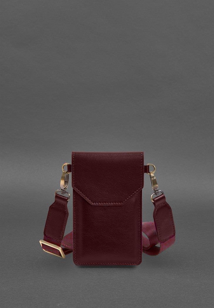Кожаная сумка-чехол для телефона бордовая (BN-GC-31-vin) Фото Фото Кожаная сумка-чехол для телефона бордовая (BN-GC-31-vin)