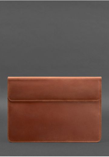 Кожаный чехол-конверт на магнитах для MacBook 13 Светло-коричневый  Crazy Horse