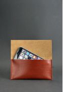 Фото Кожаный чехол для смартфона светло-коричневый