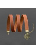 Фото Женский кожаный браслет - лента светло-коричневый