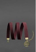 Фото Женский кожаный браслет -лента бордовый