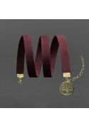 Фото Женский кожаный браслет -лента бордовый