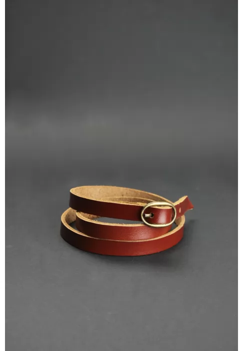 Кожаный браслет лента с пряжкой светло-коричневый