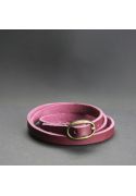 Фото Женский кожаный браслет лента с пряжкой бордовый