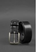 Фото Кожаный ремень 40 мм черный со светло-серой нитью (BN-BELT-8-raven)