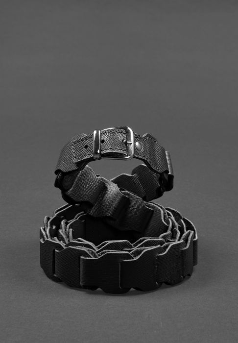 Фото Женский кожаный бохо-ремень черный Saffiano (BN-BELT-1-blackwood)