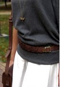 Фото Женский кожаный бохо-ремень темно-коричневый