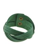 Фото Кожаный браслет косичка зеленый