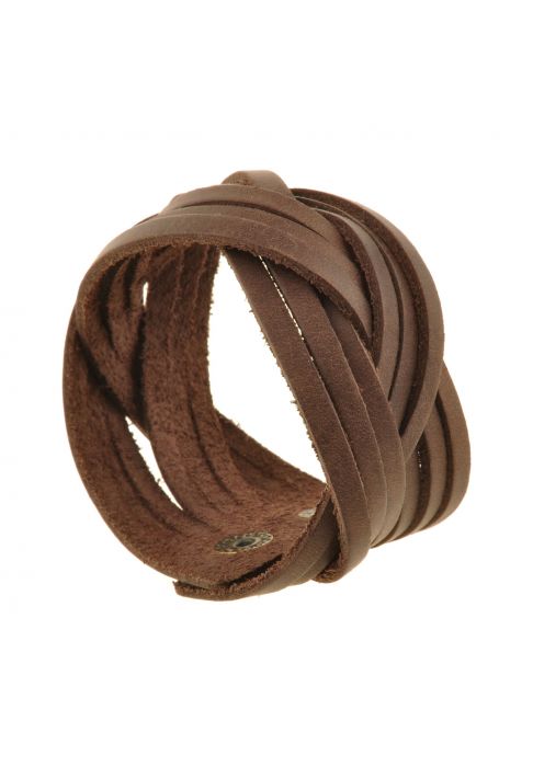 Фото Кожаный браслет косичка темно-коричневый