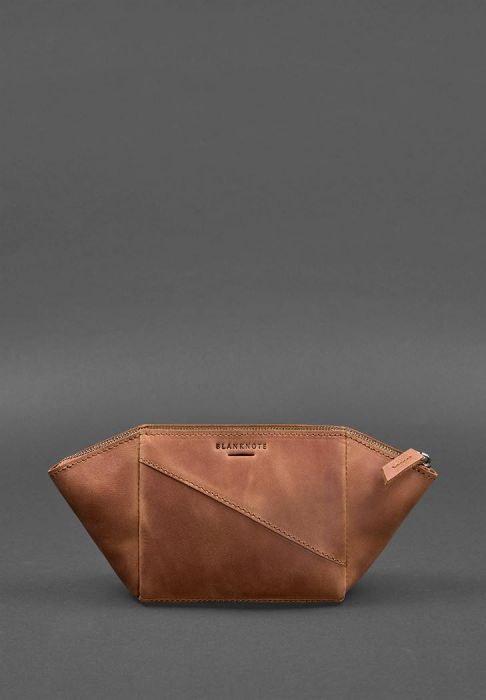 Женская кожаная косметичка 2.0 светло-коричневая Crazy Horse