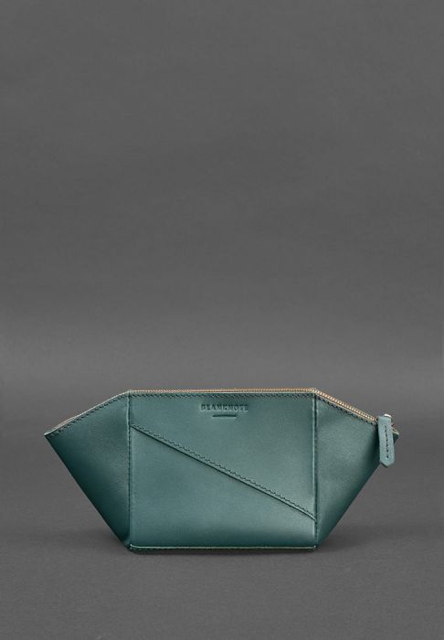 Фото Жіноча шкіряна косметичка Краст зелена