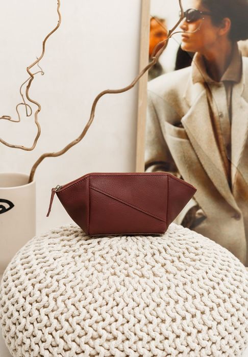 Фото Жіноча шкіряна косметичка БОРДОВАЯ KRAST