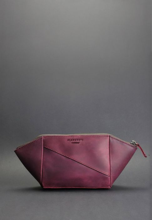 Женская кожаная косметичка 2.0 бордовая Crazy Horse