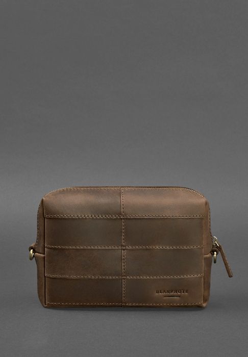 Фото Шкіряна косметичка-несесер 3.1 Темно-коричнева Crazy Horse