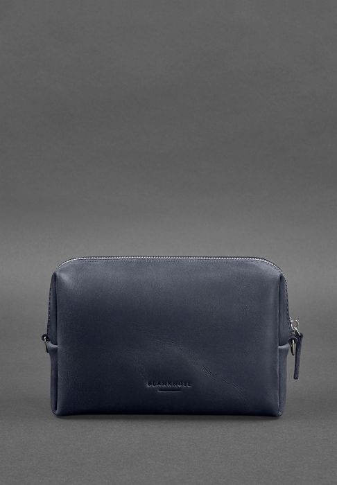 Фото Кожаная косметичка-несессер 3.0 Темно-синяя Crazy Horse