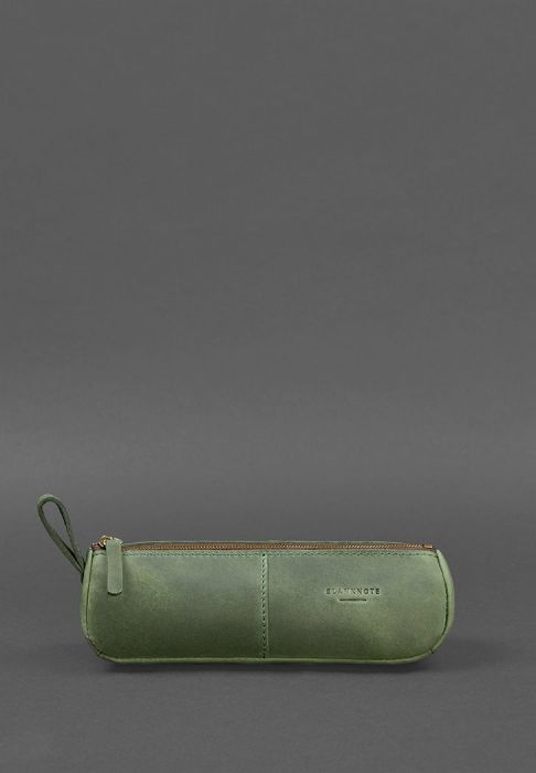 Фото Кожаный пенал-несессер (футляр для очков) 4.0 Зеленый Crazy Horse