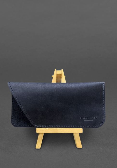 Кожаный чехол для очков Синий Crazy Horse