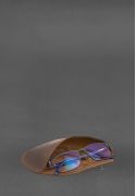 Фото Кожаный чехол для очков с клапаном на резинке Темно-коричневый Crazy Horse (BN-GC-24-1-o)