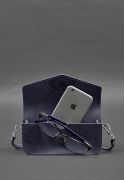 Фото Шкіряна сумка-футляр для окулярів (міні-сумка) синій Crazy Horse (BN-GC-26-nn)