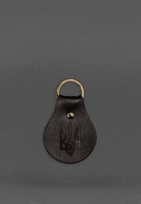 Кожаный брелок Патриотический с гербом темно-коричневый