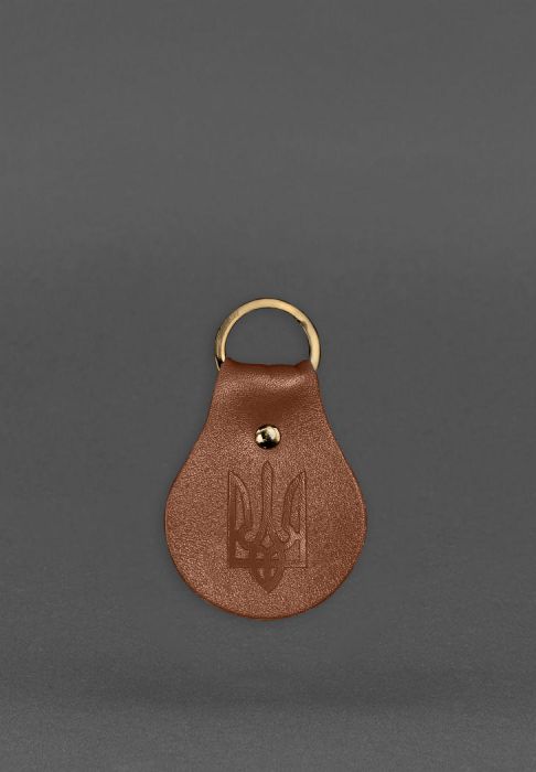 Кожаный брелок Патриотический с гербом светло-коричневый