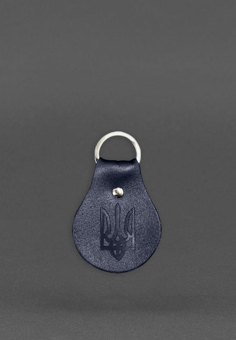 Кожаный брелок Патриотический с гербом темно-синий