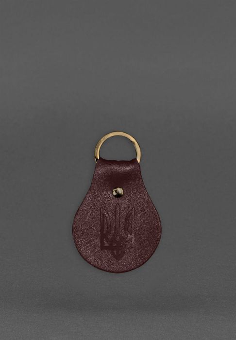Шкіряний брелок Патріотичний з гербом бордовий