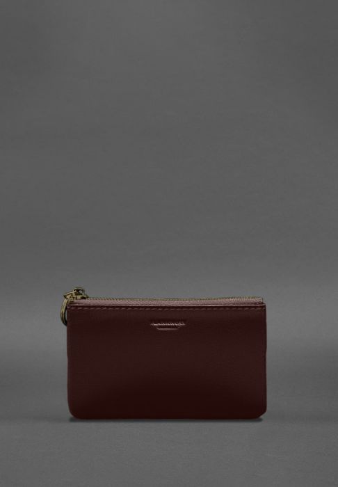 Кожаная монетница / мини-косметичка 3.0 бордовая краст