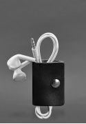 Фото Кожаный холдер для наушников и проводов 2.0 Черный