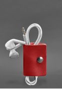 Фото Кожаный холдер для наушников и проводов 2.0 Красный