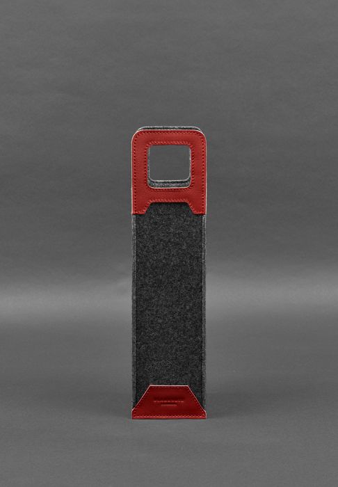 Чехол для вина 1.0 из фетра с кожаными вставками красный Краст