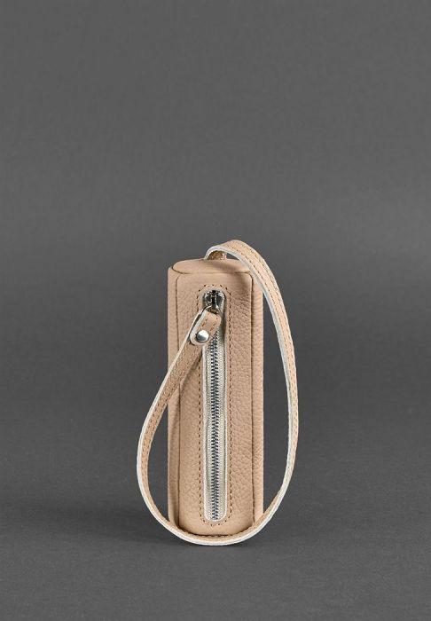 Женская кожаная женская ключница 3.0 Тубус светло-бежевая