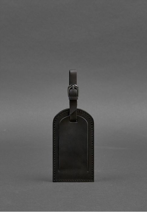 Кожаная бирка для багажа 2.0 Черная Crazy Horse