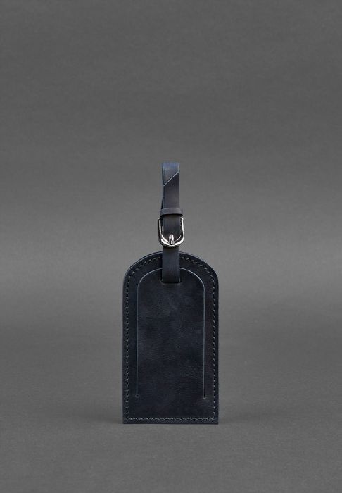 Шкіряна бірка для багажу 2.0 Темно-синя Crazy Horse