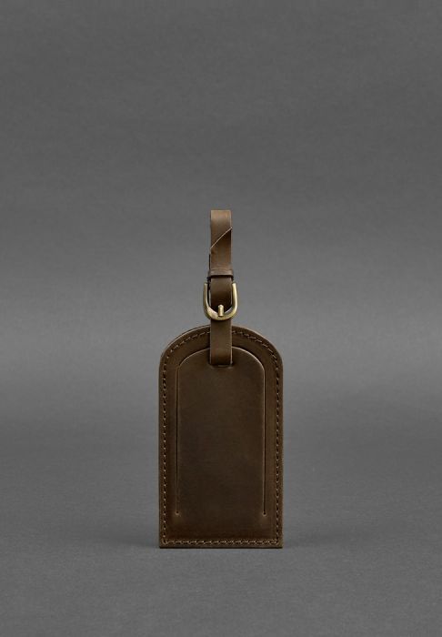 Шкіряна бірка для багажу 2.0 Темно-коричнева Crazy Horse