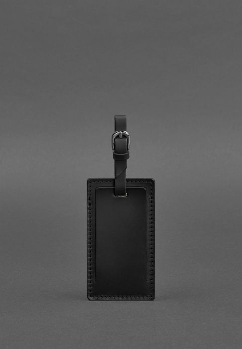 Кожаная бирка для багажа 3.0 Черная Crazy Horse