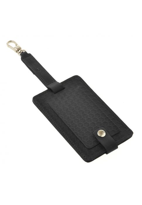 Кожаная бирка для багажа Бланк-тэг черная Карбон