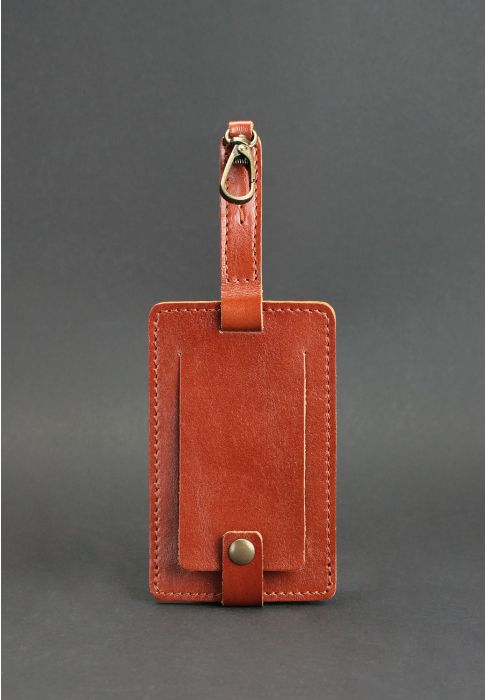 Фото Кожаная бирка для багажа Бланк-тэг светло-коричневая
