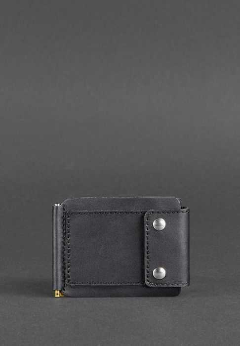 Фото Мужское кожаное портмоне черное 10.0 зажим для денег