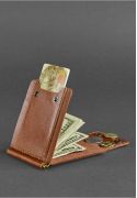 Фото Мужское кожаное портмоне светло-коричневое 10.0 зажим для денег