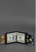 Фото Мужское кожаное портмоне черное 10.0 зажим для денег Crazy Horse