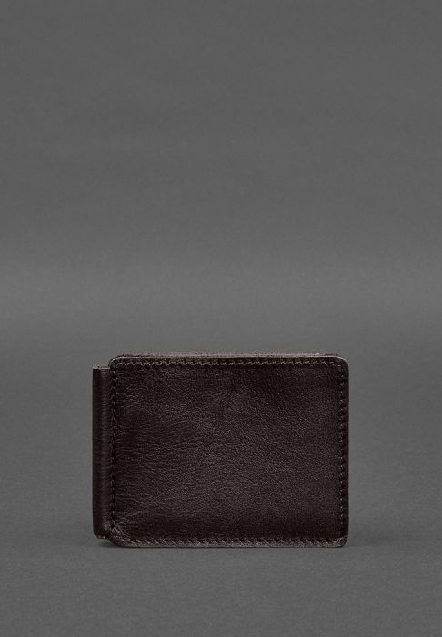 Кожаное портмоне 13.0 зажим темно-коричневый краст