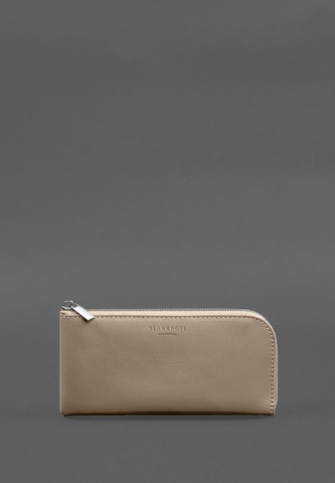 Кожаное портмоне-купюрник на молнии 14.1 светло-бежевое