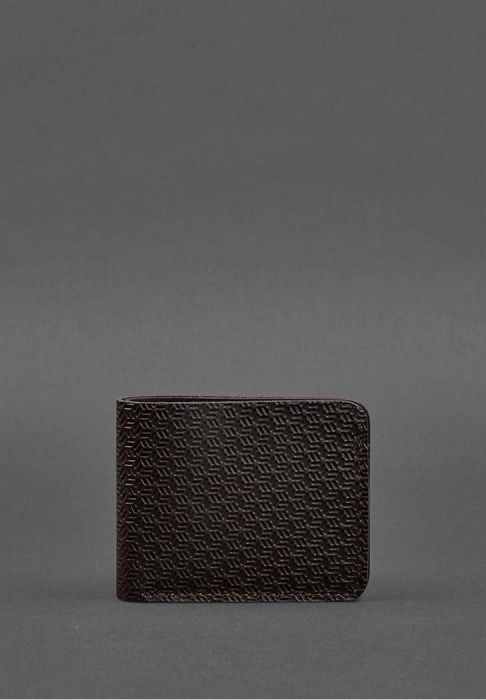 Фото Кожаное портмоне 4.4 (с зажимом) Темно-коричневый краст карбон (BN-PM-4-4-choko-karbon)