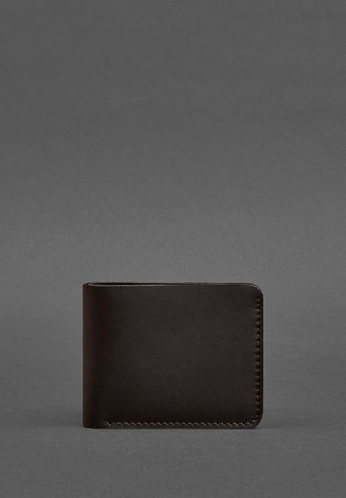 Кожаное портмоне 4.4 (с зажимом) темно-коричневое краст