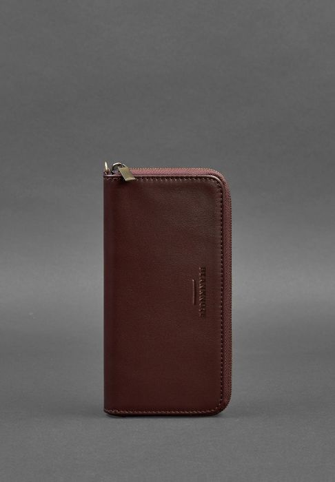 Фото Кожаное портмоне на молнии 6.1 Бордовое