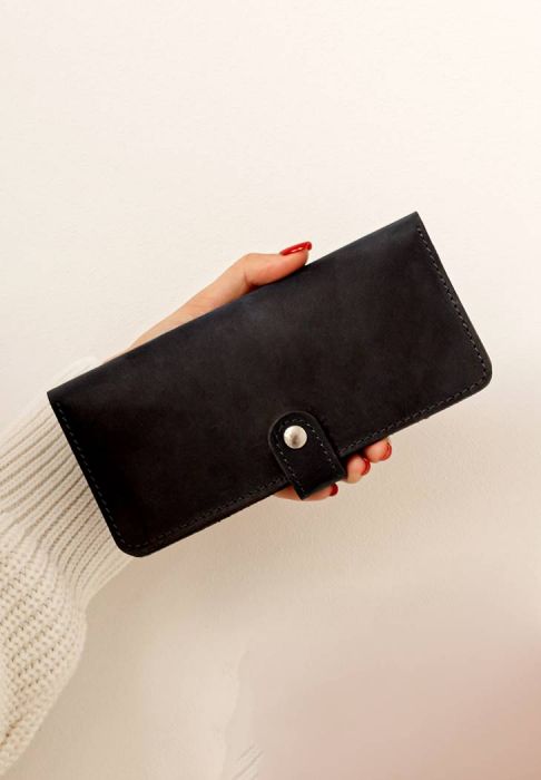 Фото Кожаное портмоне 7.0 Черное Crazy Horse