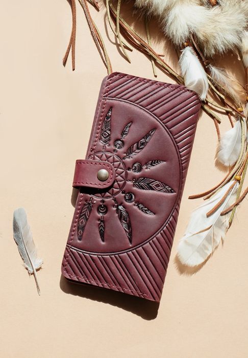 Фото Кожаное женское бордовое портмоне 7.0 Инди