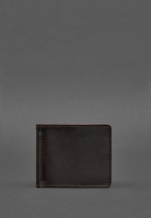 Мужское кожаное портмоне коричневое 1.0 зажим для денег
