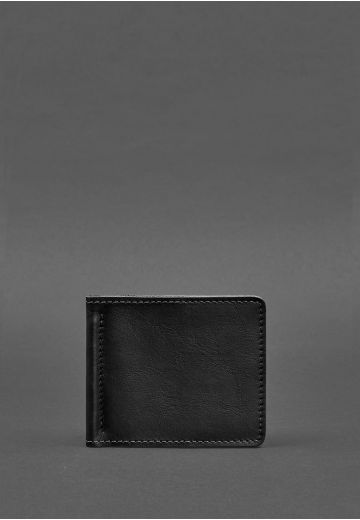 Чоловіче шкіряне портмоне чорне Краст 1.0 затиск для грошей